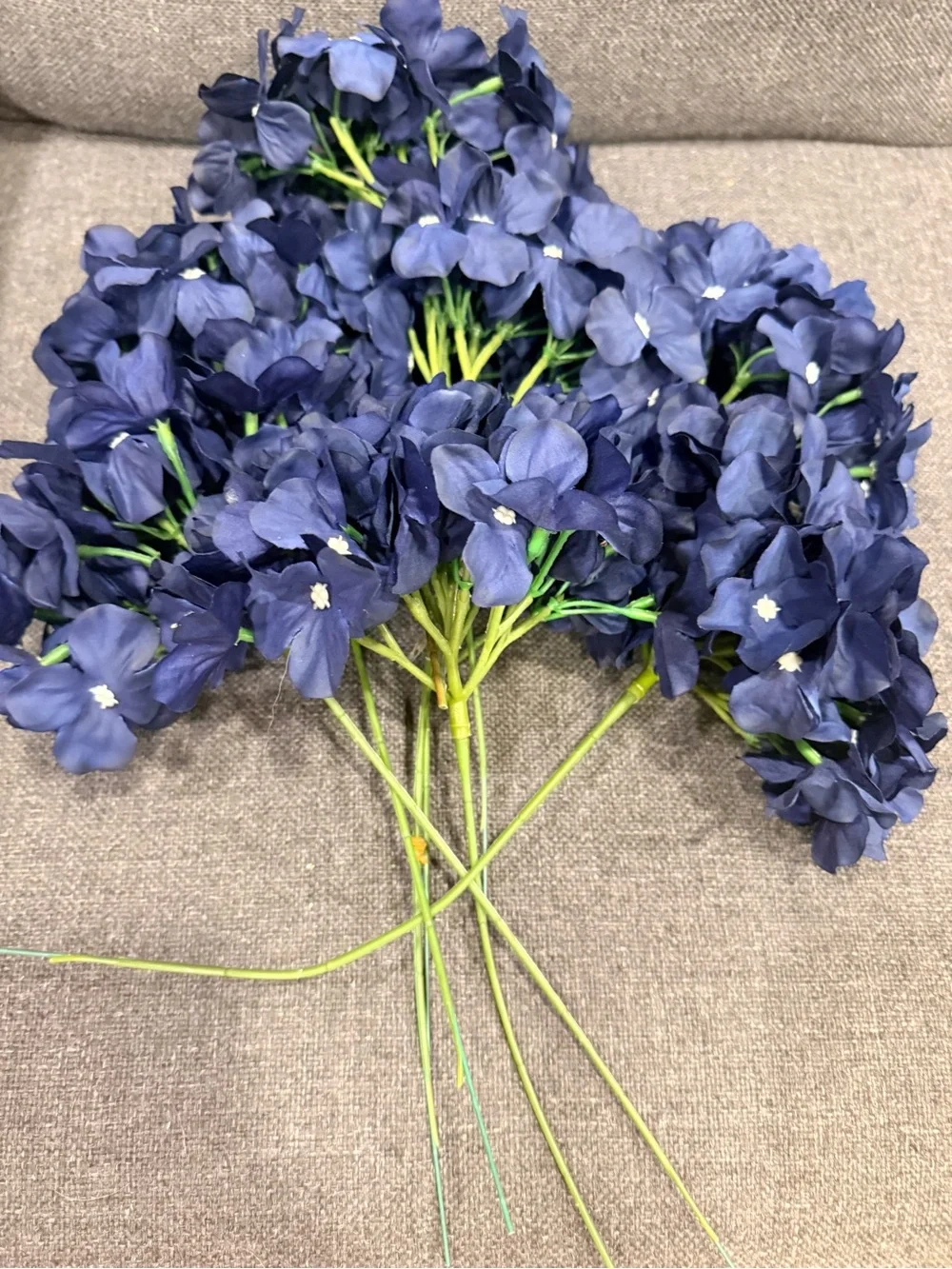 7- Navy Blue Faux Hydrangea Stem Bundle